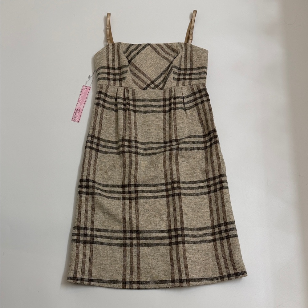 Vintage Parameter Wool‎ Blend Plaid Slip Dress Made in USA Size 2 NWT